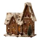 Holzhaus mit LED-Beleuchtung h=26cm b=23cm