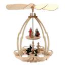 „XL‑Holz‑Weihnachtspyramide aus Buchenholz mit Feuerwehr‑Motiv, handbemalt, für 6 Teelichte“