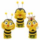 3 lustigen Bienenfiguren gelb schwarz