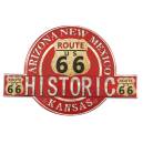 Wandschild Blechschild Historic Route 66 Retro