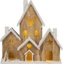 weihnachtshaus winterhaus holz beleuchtet