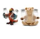 Lustiges Salz- und Pfefferstreuer-Set aus Polyresin in Form von Papagei oder Schwein, ca. 14 x 14 cm, handbemalt – originelle Menage und funktionelle Dekoration als Geschenkidee.