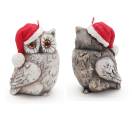 Weihnachtskerzen „Eule mit Weihnachtsmütze“ – 2er-Set, ca. 12 cm hoch