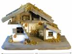 Weihnachtskrippe Rustikales Led beleuchtetes Haus aus Echtholz