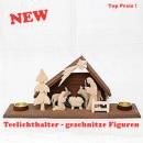 weihnachtskrippe flachgeschnitzte figuren teelichhalter messing