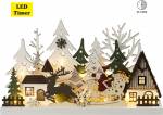 LED-Weihnachtsstadt Diorama Weihnachtsmann im Rentierschlitten Holz
