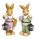 deko hase groß outdoor hasen mit laterne aussendeko osterhasen grün oder rosa handbemalt